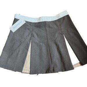 Solow Mini Pleated Skirt Olive Green & Tan - Size S - So Low NWT New